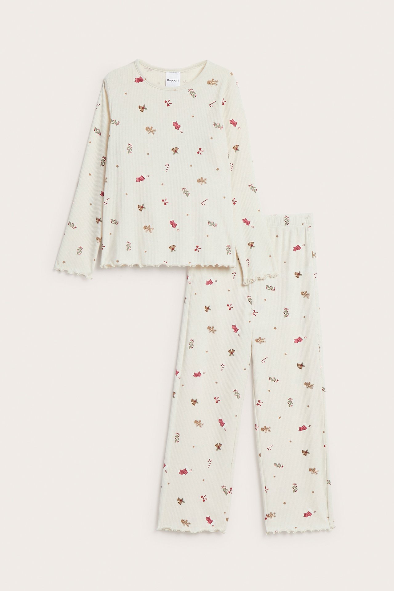 Ribbad julpyjamas i set