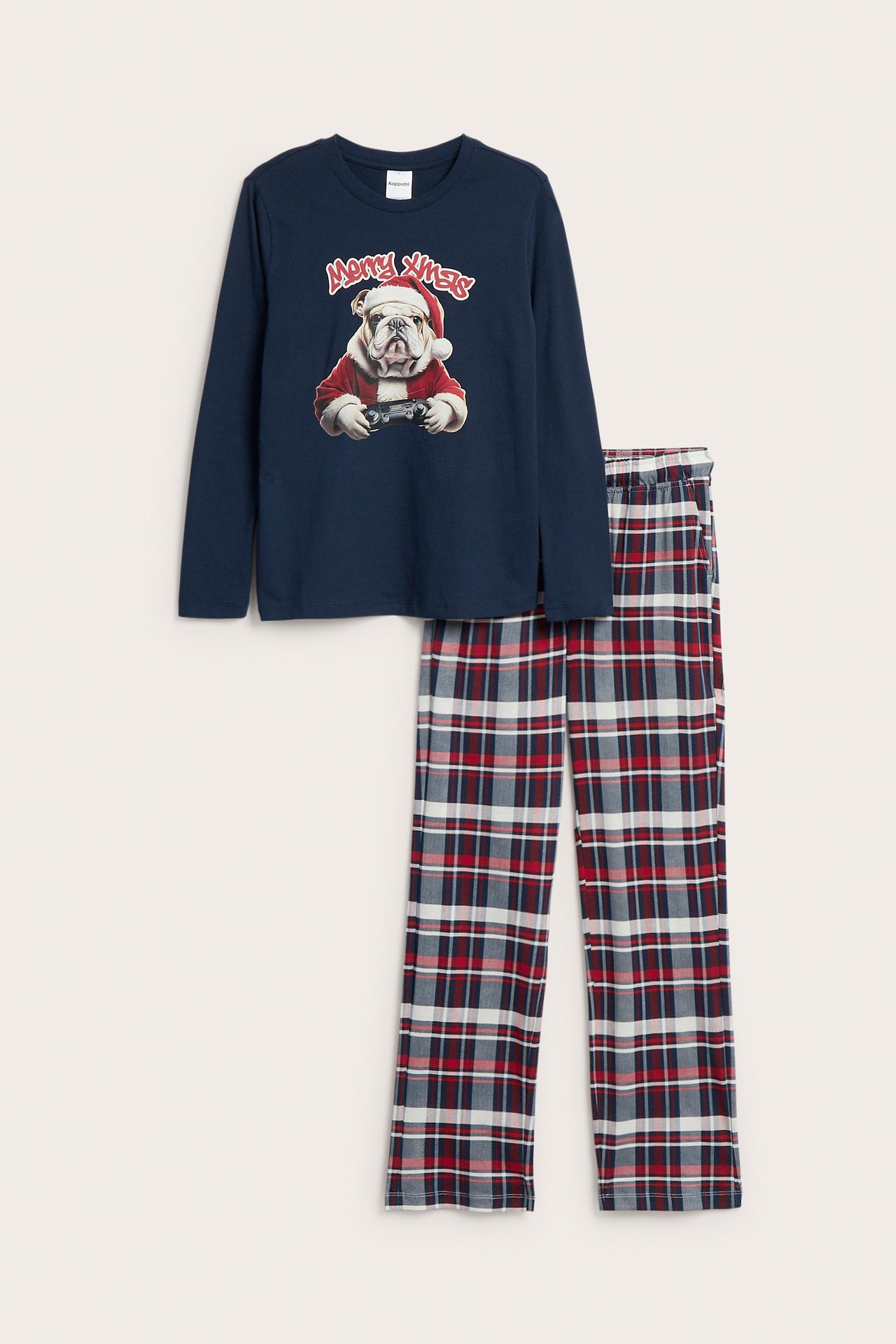 Julepyjamas med rutete bukse