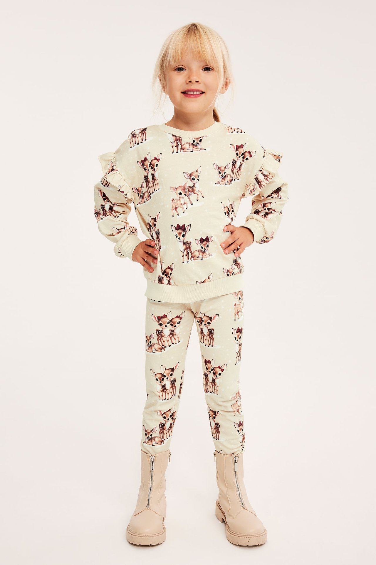Leggings med rådjursmönster - Beige - 1