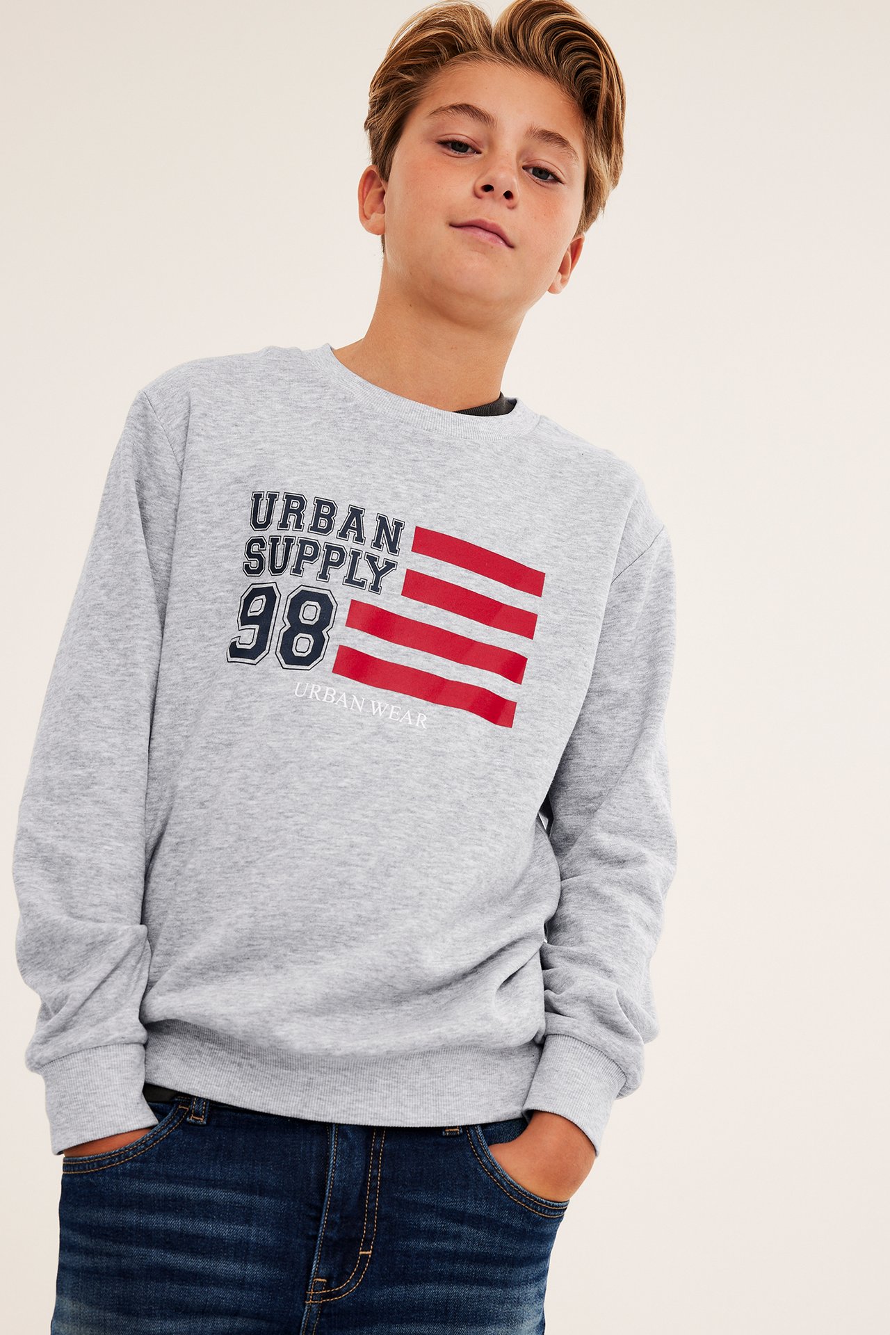 Langermet sweatshirt med trykk