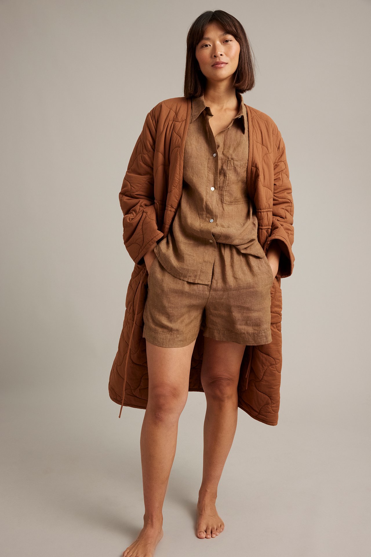 Pyjamasshorts i linne