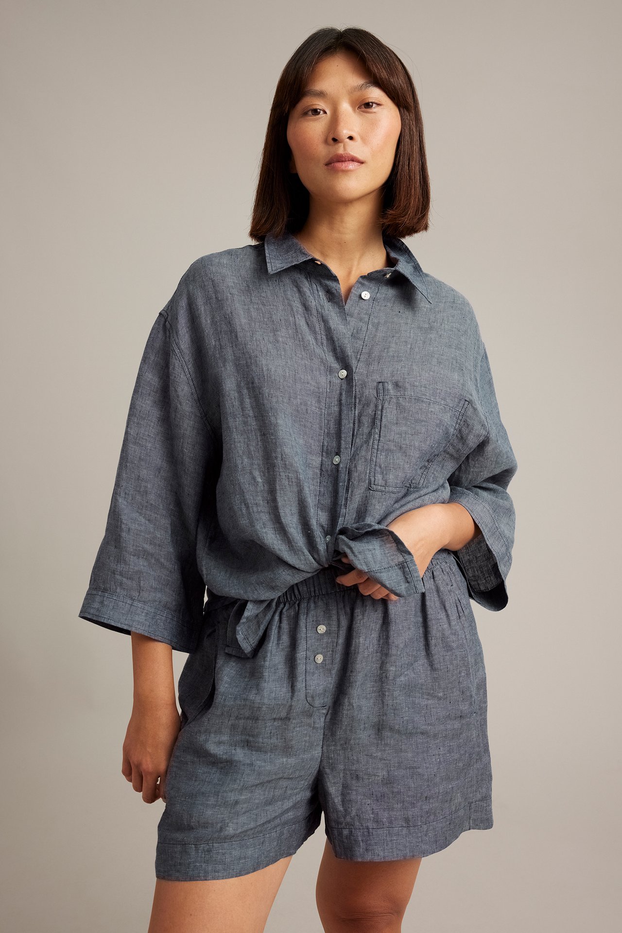 Pyjamashortsit pellavasta