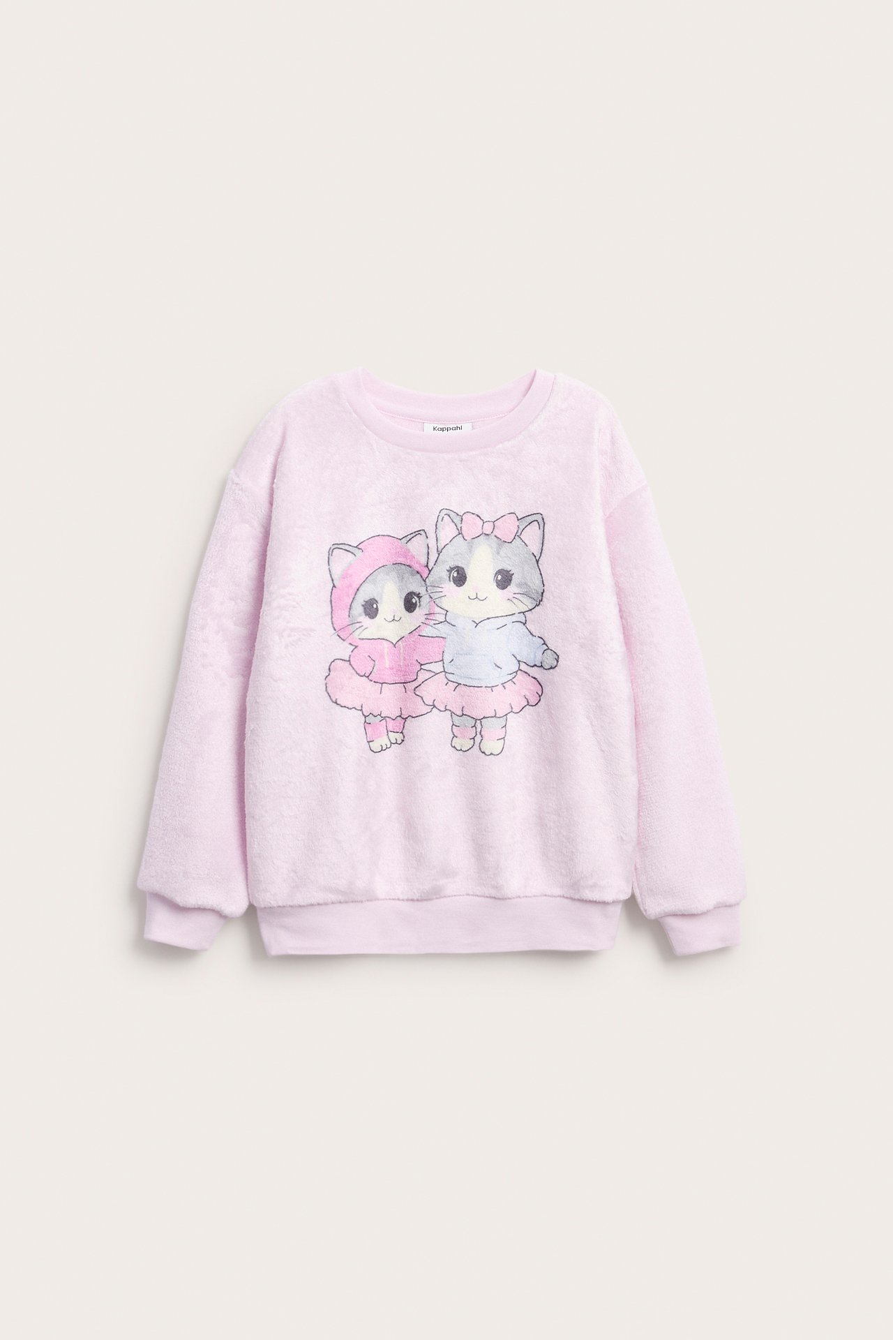 Fluffy genser med katter - Lyserosa - 1